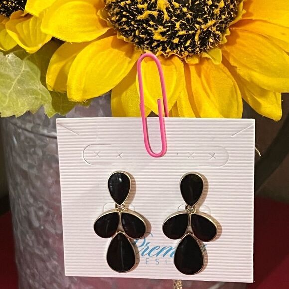 Premier Designs Elegant Black Drop Stud Earrings #PDER1 - Picture 4 of 4